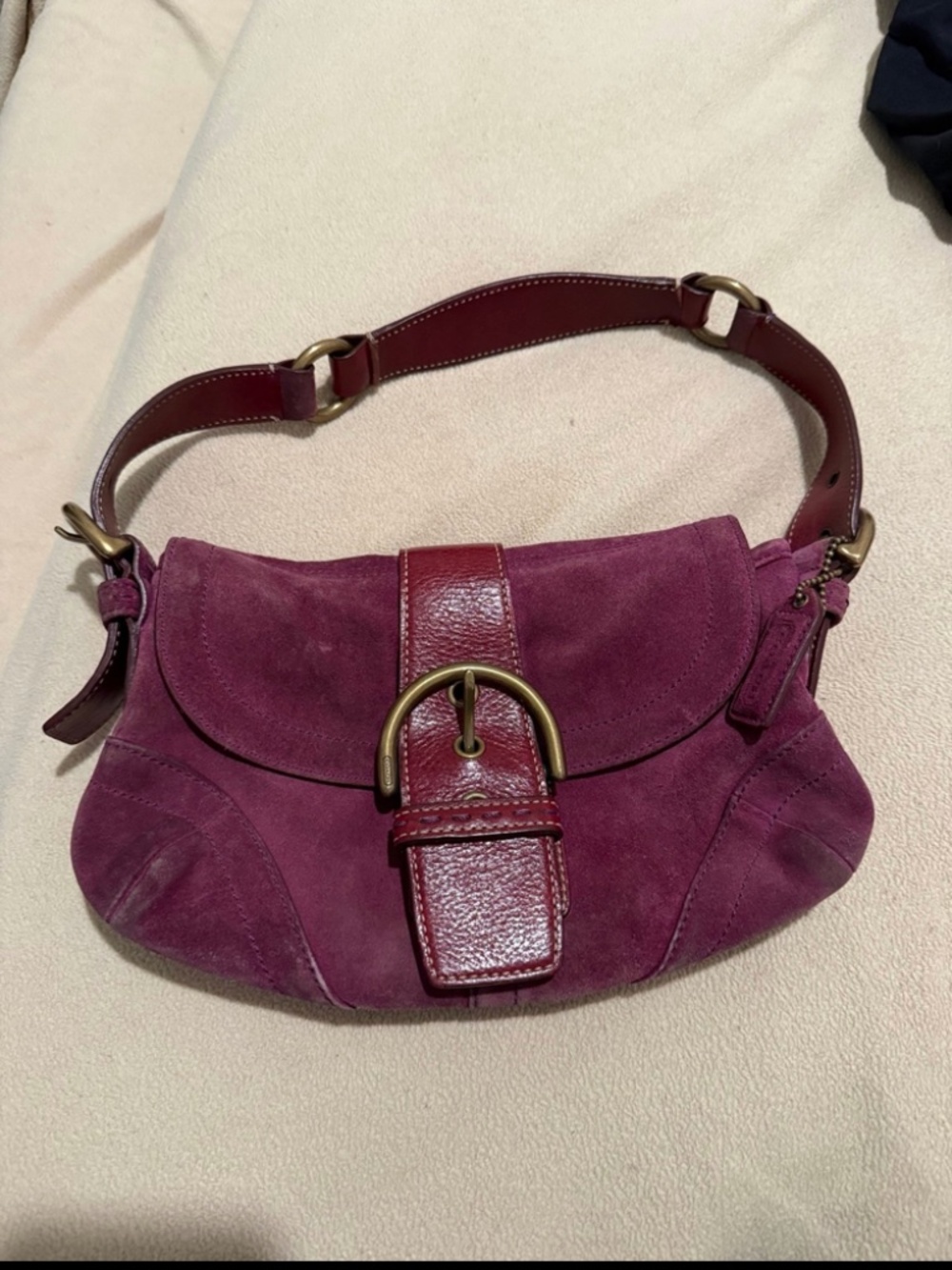 Purple coach soho suede bag purse